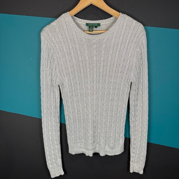 Ralph Lauren Metallic Knit Sweater Silk size Large - Picture 2 of 16